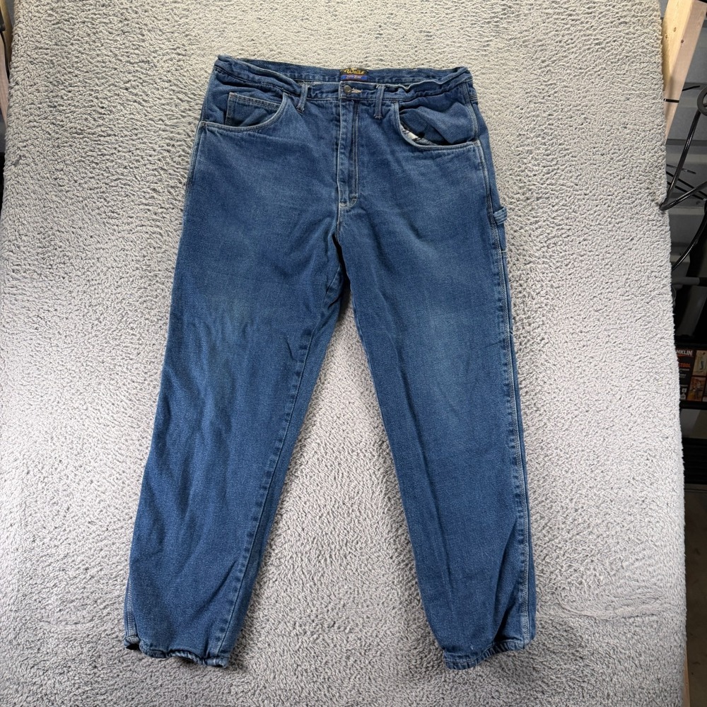 Walls Zero-Zone Jeans Mens 40x32 Blue Denim Straight Leg Flannel Lined Carpenter